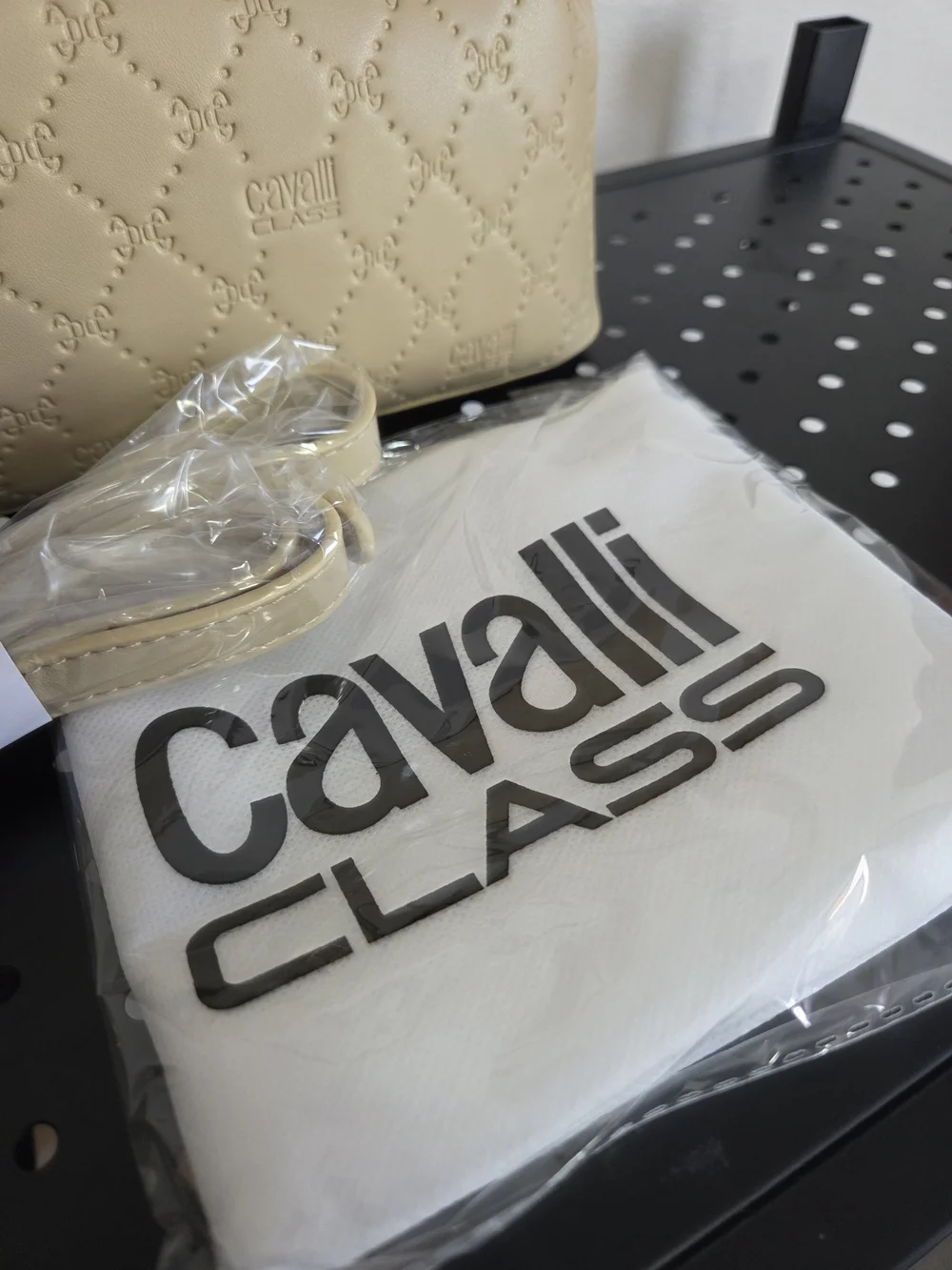 Cavalli Class Tatiana Top Handle Purse, Almond Buff Deboss